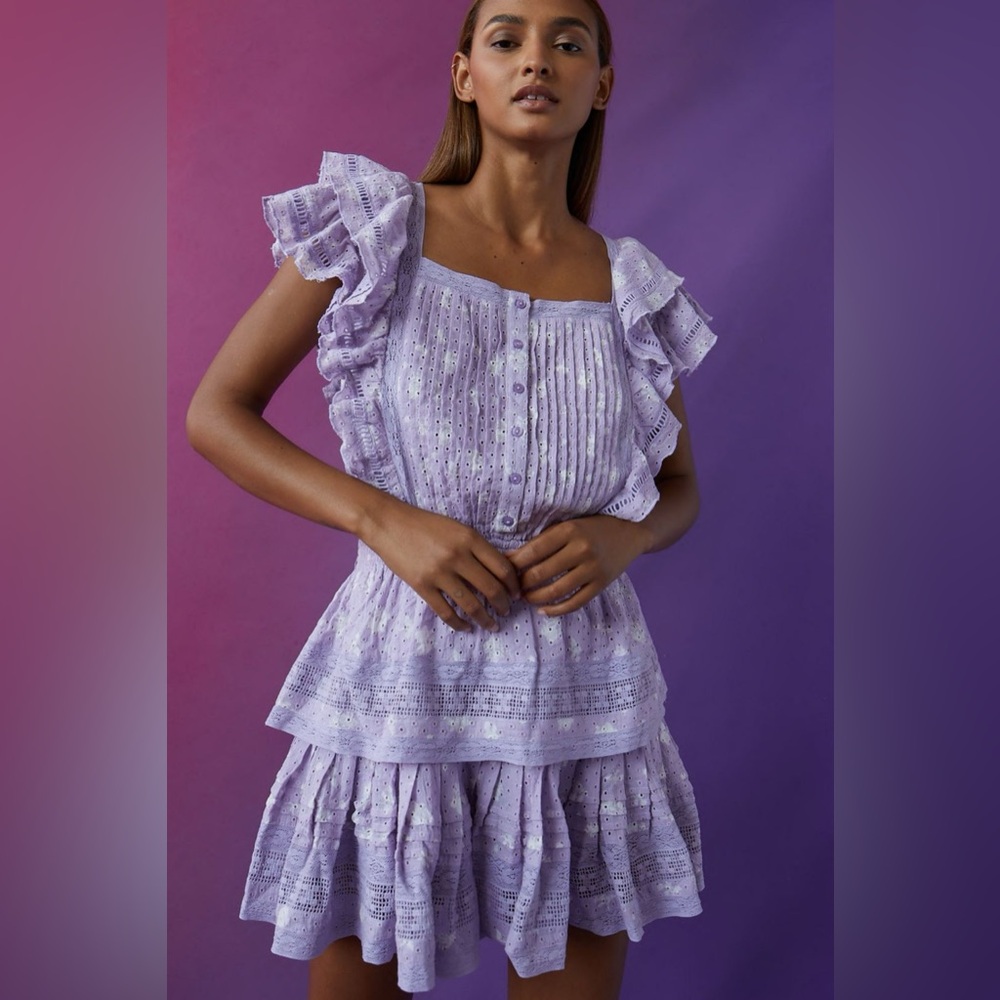 Maia Bergman Purple Eyelet Ruffle Dress
